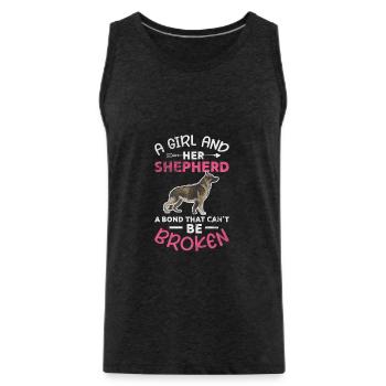 Berger Allemand Fille Chien Cadeau pour Animal de Compagnie - Débardeur bio Premium Homme - charbon - Devant - Alexander (188cm)