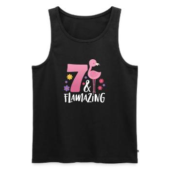 7ème anniversaire Flamingo 7 ans cadeau - Débardeur bio Premium Homme - noir - Devant - Michal (187cm)