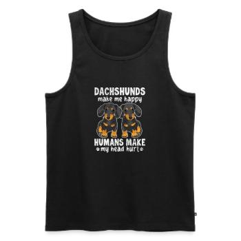Dachshund - Men's Premium Organic Tank Top - black - Front - AI Model Male 178 light (178cm)