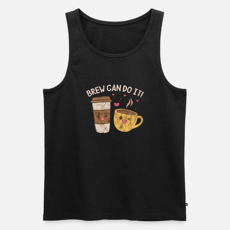 Kaffee - Männer Premium Bio Tank Top - Schwarz