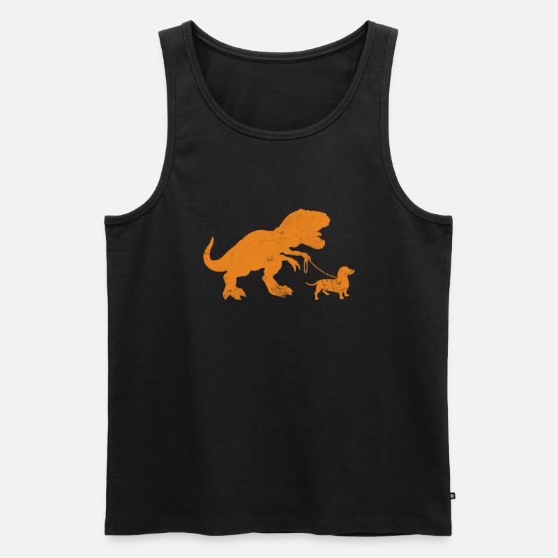 Dackel T-Rex - Männer Premium Bio Tank Top - Schwarz