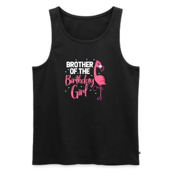Flamingo Anniversaire Frère Soeur Cadeau - Débardeur bio Premium Homme - noir - Devant - AI Model Male 178 light (178cm)
