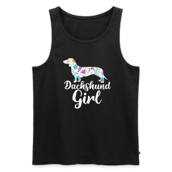 Dachshund Girl - Men's Premium Organic Tank Top - black - Front - AI Model Male 178 light (178cm)