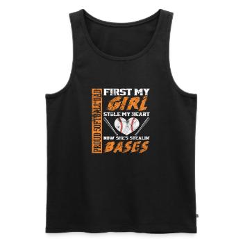 Softball - Men's Premium Organic Tank Top - black - Front - Michal (187cm)