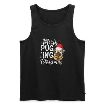 Mops Weihnachten - Männer Premium Bio Tank Top - Schwarz - Vorne - Michal (187cm)