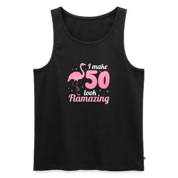 50e anniversaire Flamingo cadeau 50 ans - Débardeur bio Premium Homme - noir - Devant - Michal (187cm)