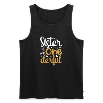 Schwester - Männer Premium Bio Tank Top - Schwarz - Vorne - Michal (187cm)