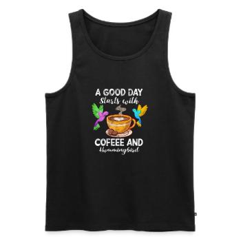 Kaffee Kolibri - Männer Premium Bio Tank Top - Schwarz - Vorne - Michal (187cm)