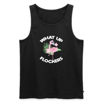 Flamingo Pink Bird Zoo Summer Holiday Gift - Men's Premium Organic Tank Top - black - Front - AI Model Male 178 light (178cm)