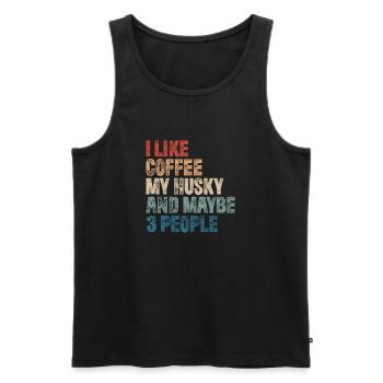 Coffee Husky - Men's Premium Organic Tank Top - black - Front - Michal (187cm)