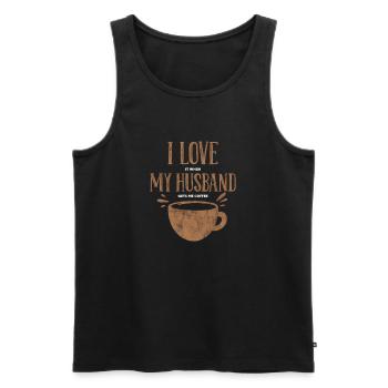 Coffee Husband - Men's Premium Organic Tank Top - black - Front - Michal (187cm)