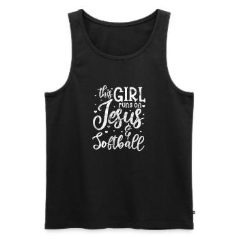 Softball Jésus - Débardeur bio Premium Homme - noir - Devant - Michal (187cm)