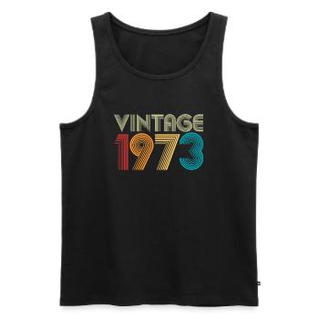 1973 - Men's Premium Organic Tank Top - black - Front - AI Model Male 178 light (178cm)