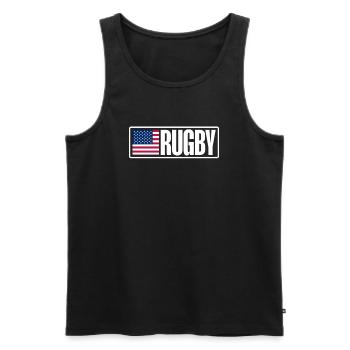 Rugby - Männer Premium Bio Tank Top - Schwarz - Vorne - Michal (187cm)