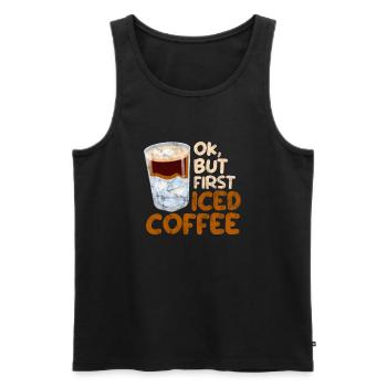 Iced coffee - Men's Premium Organic Tank Top - black - Front - AI Model Male 178 light (178cm)