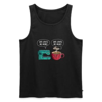 Coudre du café - Débardeur bio Premium Homme - noir - Devant - Michal (187cm)