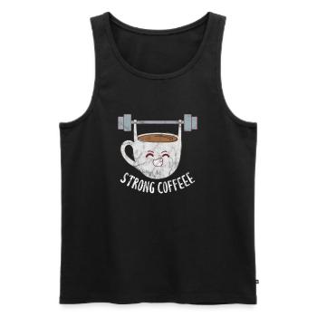 Coffee Fitness - Men's Premium Organic Tank Top - black - Front - Michal (187cm)