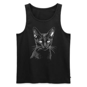 Schwarze Katze Bombay Cat Outfit für - Männer Premium Bio Tank Top - Schwarz - Vorne - Michal (187cm)