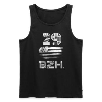 Bretagne-numéro département Breton BZH - Débardeur bio Premium Homme - noir - Devant - AI Model Male 178 light (178cm)