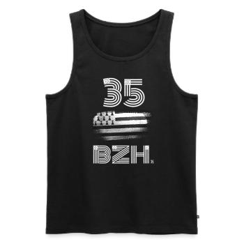 Bretagne-numéro département Breton BZH - Débardeur bio Premium Homme - noir - Devant - AI Model Male 178 light (178cm)