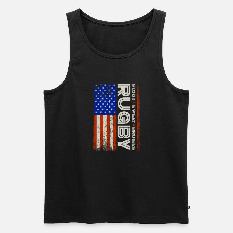 Rugby - Männer Premium Bio Tank Top - Schwarz