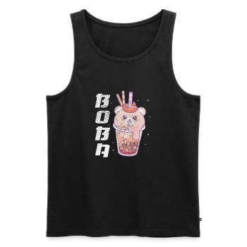 Bubble Tea Boba Tea Kawaii Cadeau - Débardeur bio Premium Homme - noir - Devant - AI Model Male 178 light (178cm)