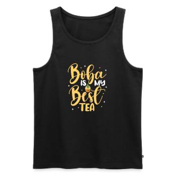 Bubble Tea - Men's Premium Organic Tank Top - black - Front - AI Model Male 178 light (178cm)