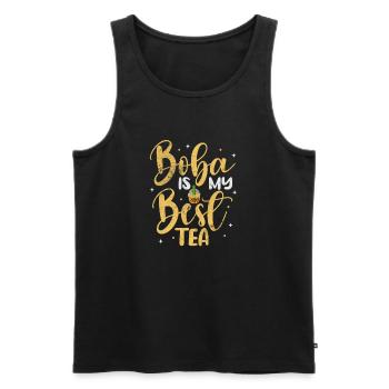 Bubble Tea Boba Tea Kawaii Cadeau - Débardeur bio Premium Homme - noir - Devant - AI Model Male 178 light (178cm)