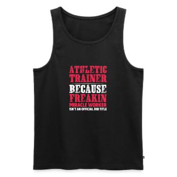 Sports Physician - Men's Premium Organic Tank Top - black - Front - Michal (187cm)