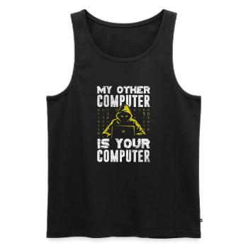 Hacker - Männer Premium Bio Tank Top - Schwarz - Vorne - AI Model Male 178 light (178cm)