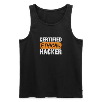 Hacker - Männer Premium Bio Tank Top - Schwarz - Vorne - AI Model Male 178 light (178cm)