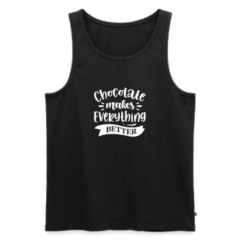 Chocolat Chocolat Nourriture Cacao Cadeau - Débardeur bio Premium Homme - noir - Devant - AI Model Male 178 light (178cm)