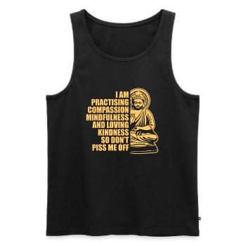 Méditation méditer Zen Yoga cadeau - Débardeur bio Premium Homme - noir - Devant - Michal (187cm)