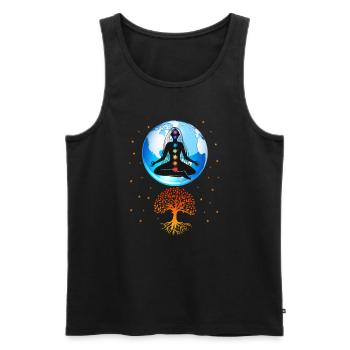 Méditation méditer Zen Yoga cadeau - Débardeur bio Premium Homme - noir - Devant - Michal (187cm)