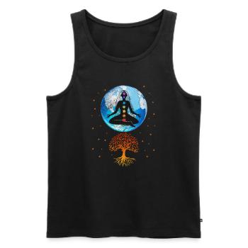 Méditation - Débardeur bio Premium Homme - noir - Devant - Michal (187cm)