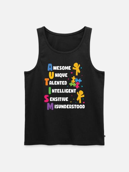 Autism Awareness Day Autistic Gift - Men's Premium Organic Tank Top - black