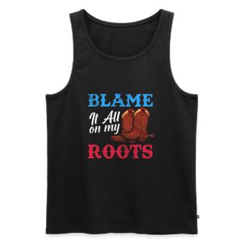 Country - Men's Premium Organic Tank Top - black - Front - AI Model Male 178 light (178cm)