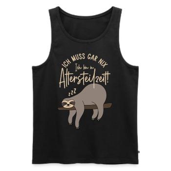 Ich muss gar nix Ich bin in Altersteilzeit - Männer Premium Bio Tank Top - Schwarz - Vorne - AI Model Male 178 light (178cm)