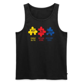Journée de sensibilisation à l’autisme Cadeau autiste - Débardeur bio Premium Homme - noir - Devant - Michal (187cm)