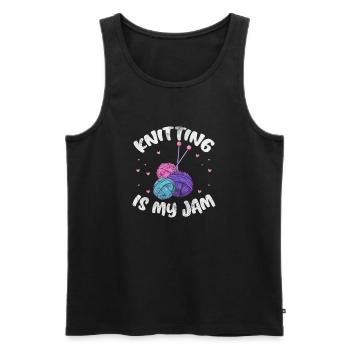 Crochet Knitting - Men's Premium Organic Tank Top - black - Front - Michal (187cm)