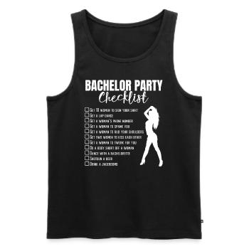 Bachelorette Hen Party Gift - Men's Premium Organic Tank Top - black - Front - AI Model Male 178 light (178cm)