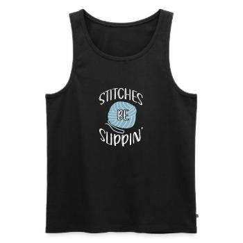 Crochet Knitting Sewing Seamstress Gift - Men's Premium Organic Tank Top - black - Front - AI Model Male 178 light (178cm)