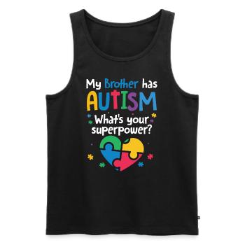 Journée de sensibilisation à l’autisme Cadeau autiste - Débardeur bio Premium Homme - noir - Devant - Michal (187cm)