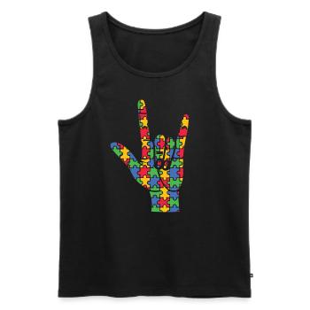 Journée de sensibilisation à l’autisme Cadeau autiste - Débardeur bio Premium Homme - noir - Devant - Michal (187cm)