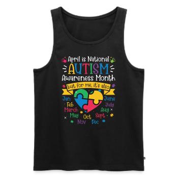 Journée de sensibilisation à l’autisme Cadeau autiste - Débardeur bio Premium Homme - noir - Devant - Michal (187cm)