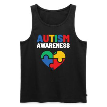 Journée de sensibilisation à l’autisme : Cadeau pour autistes - Débardeur bio Premium Homme - noir - Devant - Michal (187cm)