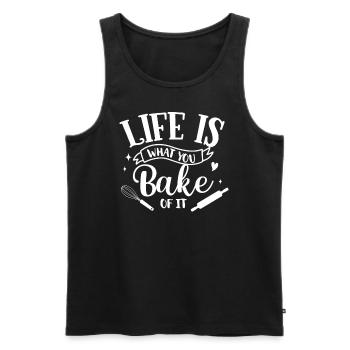 Baker Bakeries Produits de boulangerie Cadeau de cuisson - Débardeur bio Premium Homme - noir - Devant - Michal (187cm)