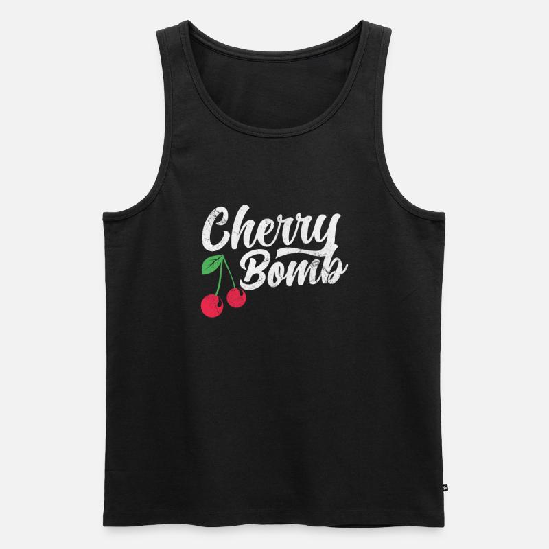 Kirsche - Männer Premium Bio Tank Top - Schwarz