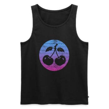 Kirsche - Männer Premium Bio Tank Top - Schwarz - Vorne - AI Model Male 178 light (178cm)