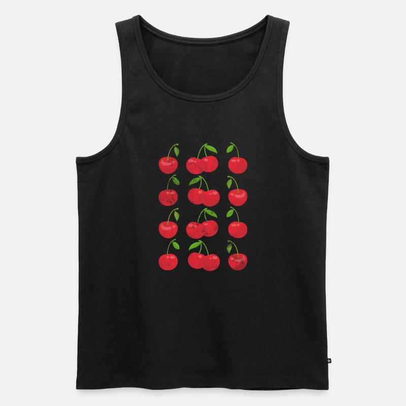 Kirsche - Männer Premium Bio Tank Top - Schwarz